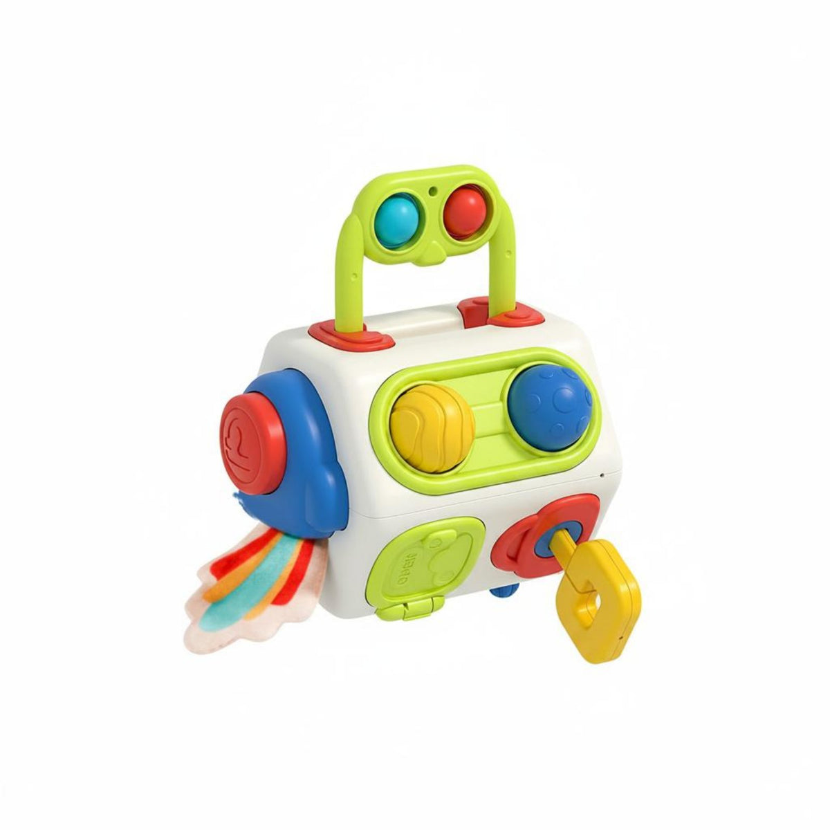 Early Educational Early Learning Learning Cube Hand-Eye Coordination Training Multi-Activity Busy Box Fine Movement Skills Development Infant Sensory Cube Portable Handle for Playroom