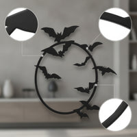 Spooky Metal Wreath with Bats Gothic Metal Nocturnal Creature Wall Art Openwork Halloween Wall Decor Flat for Entryway