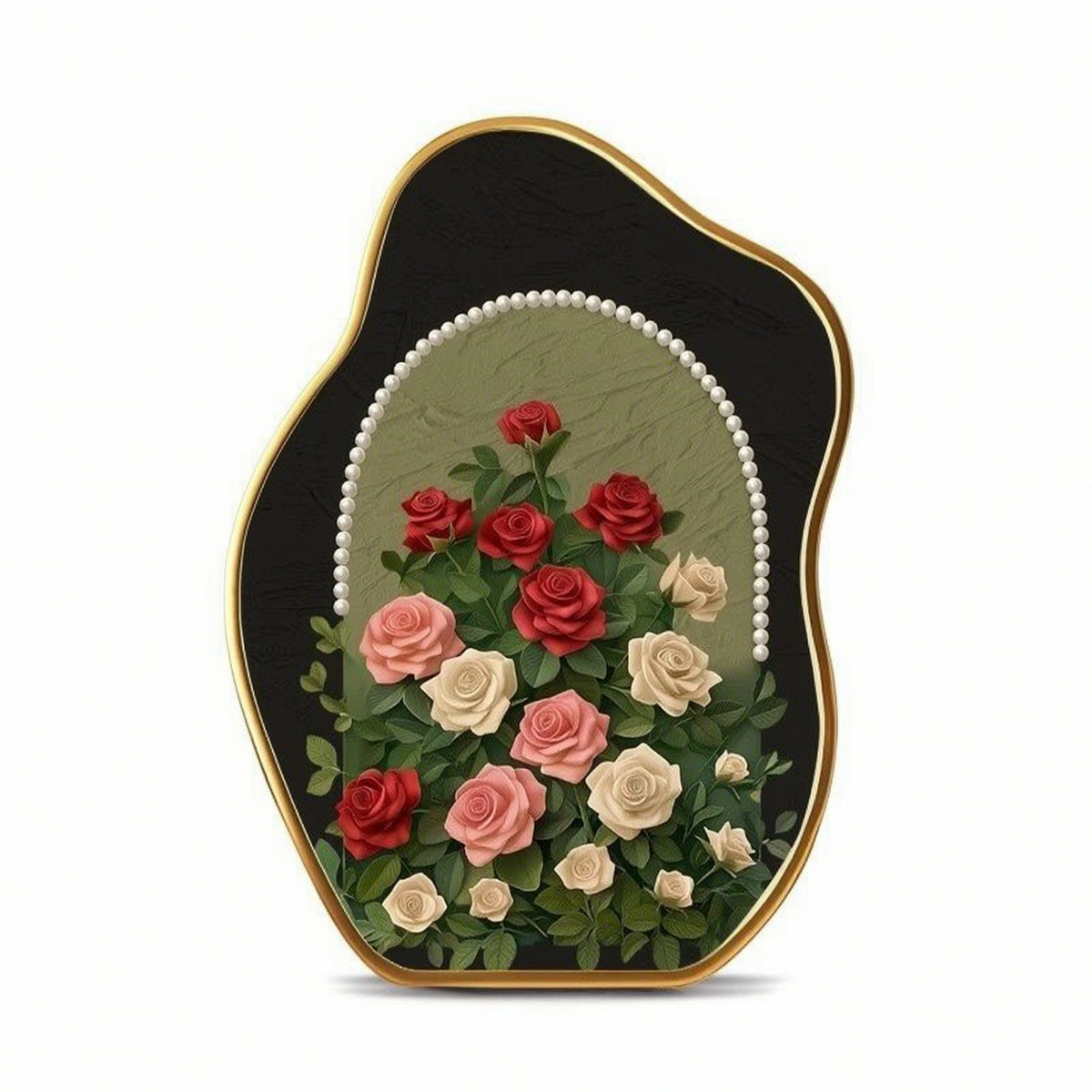 Elegant Tabletop Art Plaque Embossed Plaque with Floral Relief Layered Vintage-Style for Bedside Table