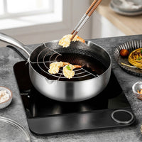 Frying Pan and Milk Pan for Baby Food, 410 Stainless Steel Pot with Saucepan Lid and Metal Handle, Soup Pan for Electric Hobs, Steaming Pot