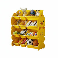 Child-Friendly Design Duck Toy Storage Rack Space-Saving Child S Storage Cabinet with Bins Large Capacity Multi-Bin Toy Organizer Sturdy Construction for Toddlers, Parents, Nursery, Kindergarten, Daycare, Living Room