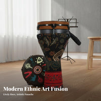 Beginner Friendly Tunable Djembe Ready to Play Hand Drum Rich Resonant Tone Percussion Instrument Ethnic Design for Beginners, Music Students, Musicians, Jam Sessions, Acoustic Performances, Live Performance, Home