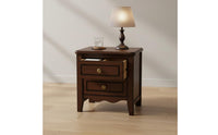 Compact Wooden Bedside Table Dark Brown Solid Wood Bedside Table Round Knob Pulls Home Furniture