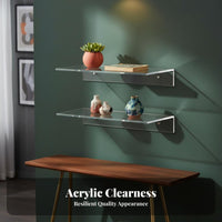Clear Acrylic Rack Transparent Design Clear Levitating Shelf Space-Saving surfaceMounted Shelf for Collectors, Household Managers, Bathroom, Kitchen