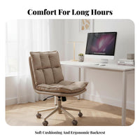 360-Degree rotate Armless Upholstered rolling Chair Height Adjustable Upholstered Rolling Chair Ergonomic assistance Vanity Stool dense foam padding for Students, Home Office Workers, Adults, Study Room, Bedroom