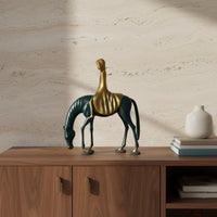 Equestrian Figurine Luxury Elegant Girl on Horse Sculpture Modern Minimalist Equestrian Decor Statue for Living Room, Study, Office