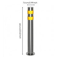 Base Plate Stainless Steel Warning Post Circular Top Reflective Warning Post Locking Structure Reflective Steel Bollard Vertical Form