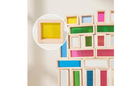 36 Pieces Wooden Blocks with Acrylic Transparent Rainbow Block Stackable Wooden Building Piece Set for Toddlers, Kids, Playroom