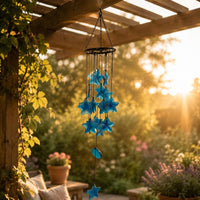Colorful Nautical Glass Wind Chime Ocean Themed Sea Star Wind Chime Decorative for Garden, Patio, Balcony