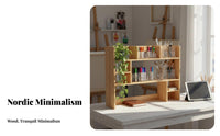 Multi-Tier Design Expandable Desktop organizer Space-Saving Expandable Corner Shelf Modern Aesthetic Desk Organizer adaptable Use for Students, Home Organizers, Remote Workers, Study Room, Bedroom
