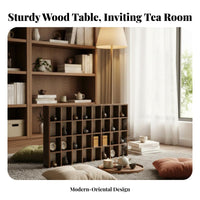 Solid Timber Wood Low Tea Brewing Station Minimalist Design Indoor Furniture space-saving Multi-Functional for Homeowners, Adults, Balcony, Living Room, Bay opening, Relaxation Corner