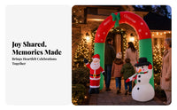 Red and Green Santa Snowman Arch Snowflake Print Inflatable Christmas Arch Festive Outdoor Christmas Decoration Stable Support