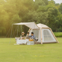 Sunsunscreen Inflatable Tent with Front Canopy Waterproof Inflatable Tent with Awning Wear-Resistant Shelter Windproof for Families