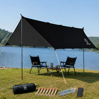 Camping Gear Tarp, Polyester, Black, 5000mm Waterproof, Outdoor Sun Shade