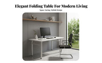 Easy to Stow Foldable Computer Desk Minimalist Design Folding Desk Installation-No-Cost Foldable Writing Table Multi-Purpose for Students, Telecommuting Workers, Apartment Dwellers, Dorm Room, Bedroom, Home