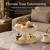 2 Layer Cupcake Stand, Premium Stackable Buffet Risers, Round Food Risers for Dessert Serving, Detachable Serving Stand