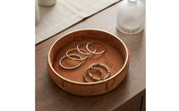 uncoveredTop Round Jewelry Display Tray Lined Interior Velvet Jewelry Tray Segmented Finger Band Holder Holder Dish Decorative for Vanity, Counter