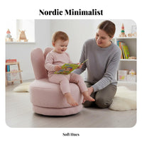Nordic Design CreatureShaped kids' Chair Supportive Backrest rabbit Ear rotate Seat Plush Comfort children's Furniture Soft fuzzy Texture for Toddlers, Preschoolers, Parents, Playroom, Nursery, Living Room, perusing corner