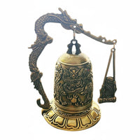 Antique Style Bronze Bell Housewarming Gift Chinese Dragon Bell Ornament Meditative Home Decoration for Entryway