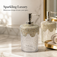 Diamond-Embellished Refillable Pump Bottles for Shampoo, Lotion, and Soap - Portable Travel Size for Hotel Bathrooms