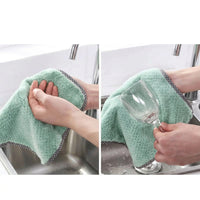 Hanging Hand Towel, Magic Wipe Bathroom Drying Cloth for Cleaning Cloths, Soft Coral Fleece Absorbent Towel with Hanging Loop and Bound Edges