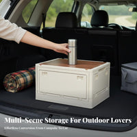 Foldable Storage Crate Portable foldable Crate with Table Lid Multi-Purpose