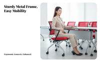 Foldable Upholstered Folding Chair With Armrests Upholstered Folding Armchair Space-Saving Conference Seat Comfortable for Office Workers, Business Owners, Training Room, Meetings, Lecture Hall, School
