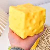 Slow Rebound Squishy Cheese Toy Yellow Swiss Cheese Squishy Molded Holes Rounded Edges