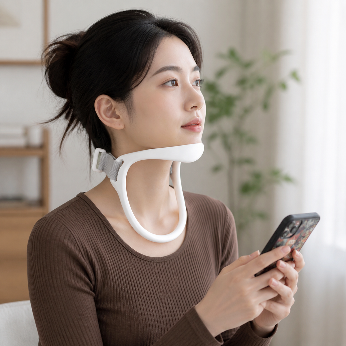 Neck Brace, Adjustable Neck Stretcher for Forward Head Posture Correction Synthetic Neck Support for Hunchback Relief
