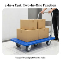 Quiet Wheels Foldable Push Trolley Easy Storage Collapsible Dolly Lightweight Platform Truck Multi-Purpose for Delivery Personnel, Warehouse Workers, Garage, Workshop, Shopping, Loading Dock