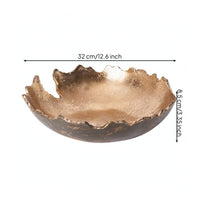 Serving Tray with Hammered Finish Gold Decorative Tray Aluminum Centerpiece Bowl for Tabletop, Dining Table, Console
