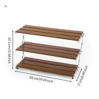 Camping Folding Storage Rack Compact Three-Tier Rack with Wooden Shelves Multi-Function Shelving Unit for Picnickers, Picnic