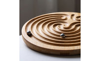 Bamboo Maze Ball Wooden Maze Toy with Metal Balls Labyrinth Puzzle Round Game Brain Teaser for Children, Desk, Office