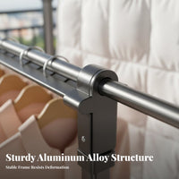 Floor Standing Clothes Rack Extensible Rods Freestanding Clothes Rack Rust-Resistant for Apartment Dwellers, Balcony, Indoor