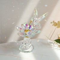 Crystal Animal Figurine Home Decor - Hummingbird and Lotus Ornament