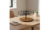 Tumbler Organizer with Wooden Base Countertop Tumbler Holder Rack Stylish Rotating Cup Organizer for Collectors, Kitchen