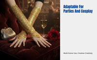 Beaded Fingerless Long Gloves, Retro Women's Cosplay Party Stage Accessory