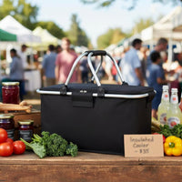 Sturdy Construction Collapsible Insulated Picnic Basket Easy to Clean Large Capacity Thermal Tote for Camping