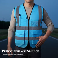 Breathable Reflective Safety Vest Lightweight High Visibility Vest Safety Apparel Long-Lasting for Workers, Security Personnel, Roadside, Nighttime, Warehouses, Outdoor Activities
