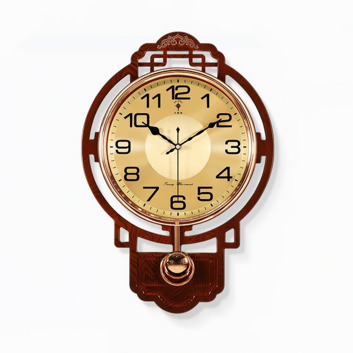 Pendulum Wall Clock with Digital Display Traditional for Hallway, Decorators
