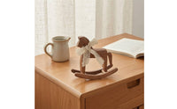 Rocking Horse Ornament with Ribbon Vintage Wooden Rocking Horse Carved Decor for Tabletop, Bookshelf, Coffee Shop