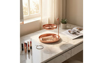 Two Tier Tray Shiny Vanity Organizer with Two Tiers Rust Resistant Vanity Tray for Dresser