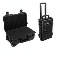 Retractable Handle Wheeled long-lasting container with Foam Large Capacity Rolling travel Chest Secure Latches Equipment Box impact Resistant for Photographers, Videographers, Air Travel, Field Work, at the site Shoots, Storage