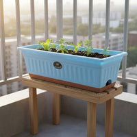 Large Capacity Rectangular Vegetable Planter Eco-Friendly Material Plastic Planter with Drainage Tray Long Flower Pot for Gardeners, Beginners, Balcony, Patio, Windowsill
