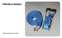 Long-Lasting Double Hook Ratchet Strap Wear Resistant Ratchet Tie-down Strap Easy to Use for Truck Drivers, Movers, Moving, Towing