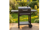 Briquette-Fueled Grill with Side Shelves Outdoor Briquette-Fueled Grill with Thermometer Porcelain-Enameled for Home Cooks, Backyard, Patio, Garden
