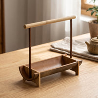Handheld Snack Tray Portable Bamboo Tray with Handle Decorative Tableware for Tea Lovers