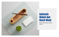 Walnut Beech Wood Business Card Holder, Sturdy Card Storage Box, Creative Office Organizer