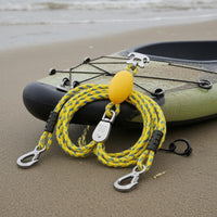 Braided PE Double-Hook Tow Rope Stainless Steel Fittings Watercraft Tow Rope Yellow Buoy Marine Gear High-Visibility