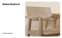 sturdy Wood Frame Woven Seat Wooden Chair Retro Design Cane rear Chair Minimalist design Dining Seating Easy to Assemble for Cafe Owners, Homeowners, Adults, Guesthouse, Kitchen, Living Room, Bedroom